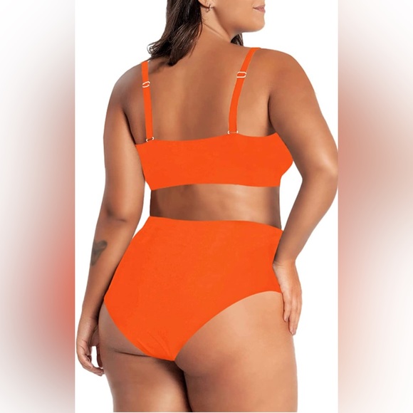 Plus Size High Waisted Swimsuits Ruched Tummy Control Bikini Set Push Up Bra NEW - Picture 8 of 15